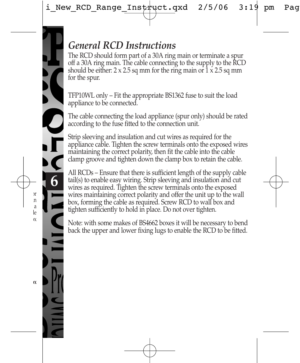General rcd instructions | Timeguard TFP10WL User Manual | Page 7 / 12