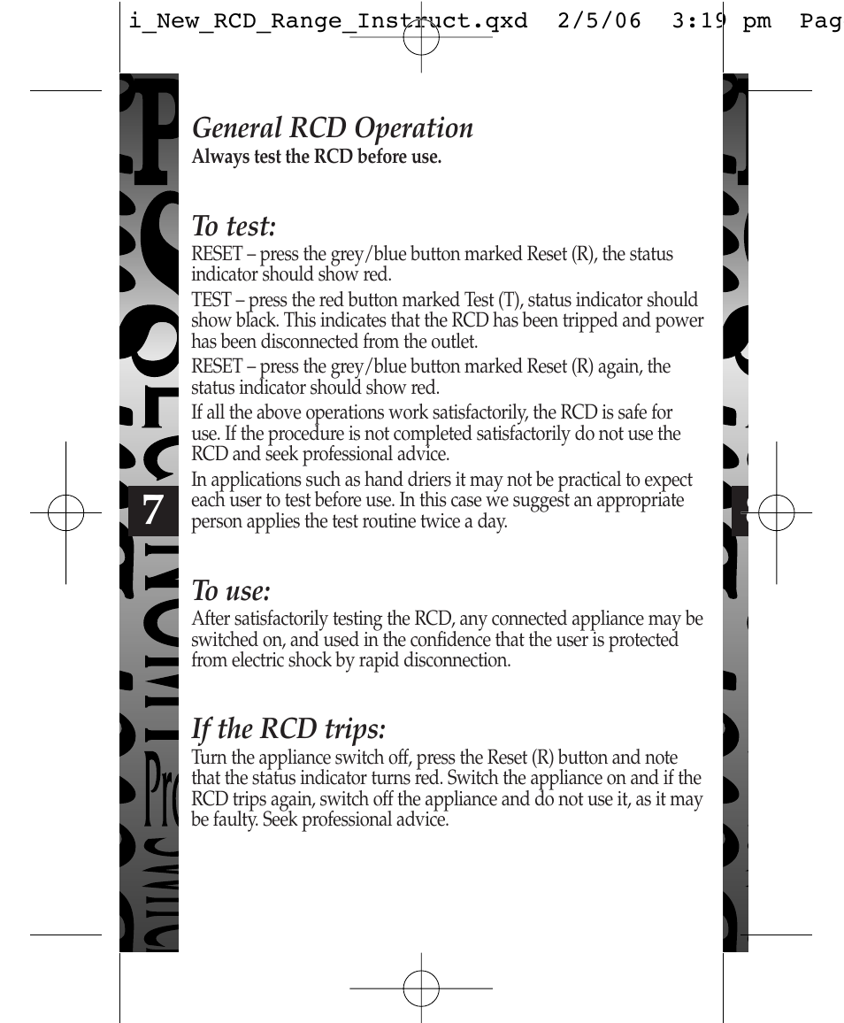 General rcd operation, If the rcd trips | Timeguard TFP10WL User Manual | Page 8 / 12