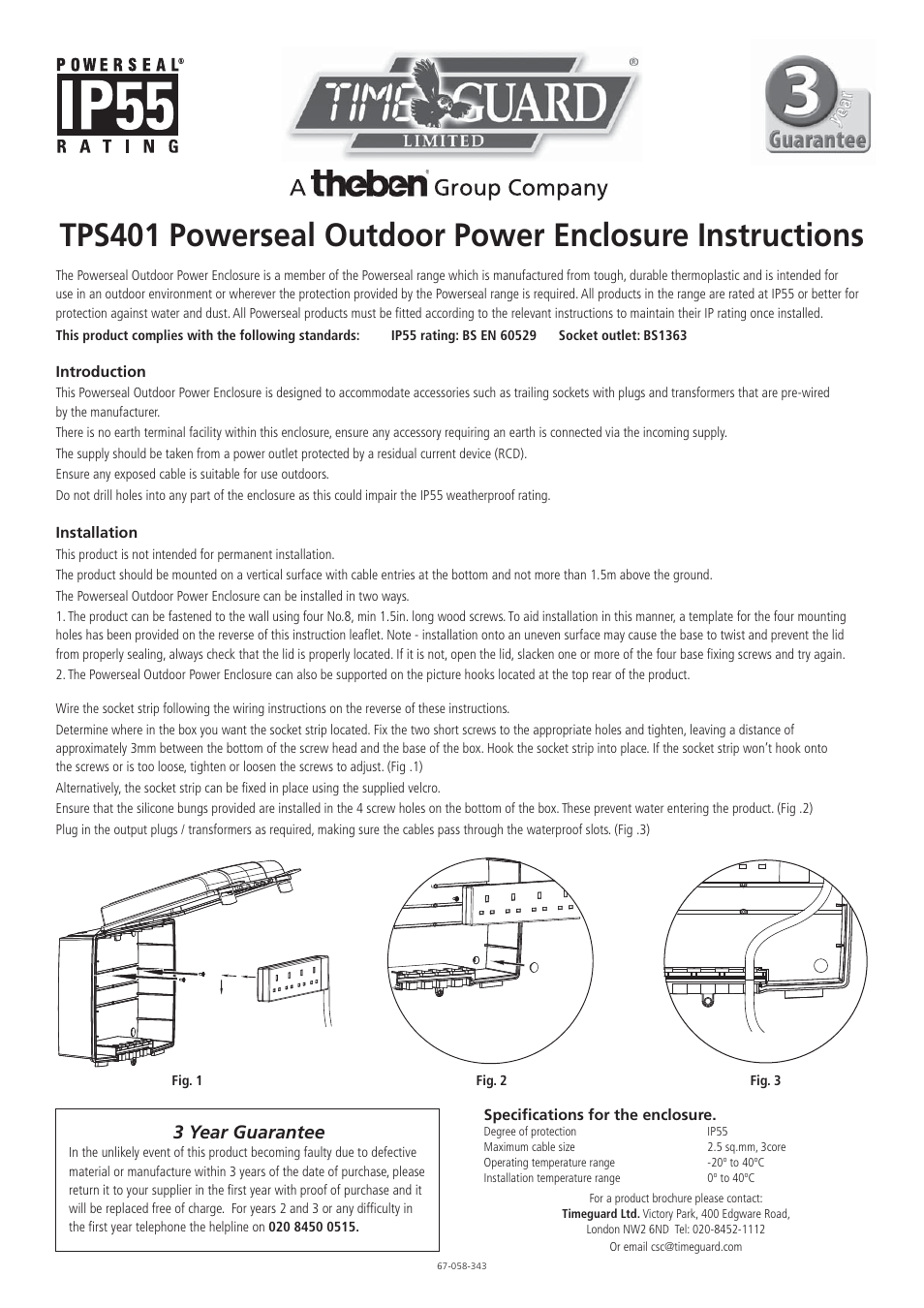 Timeguard TPS401 User Manual | 2 pages