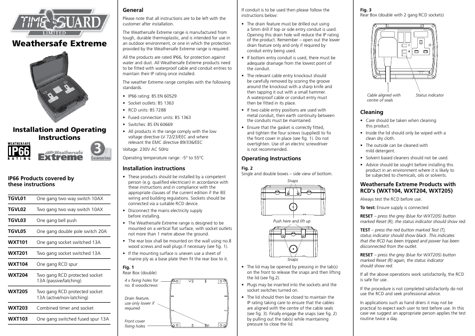 Timeguard TGVL05 User Manual | 2 pages