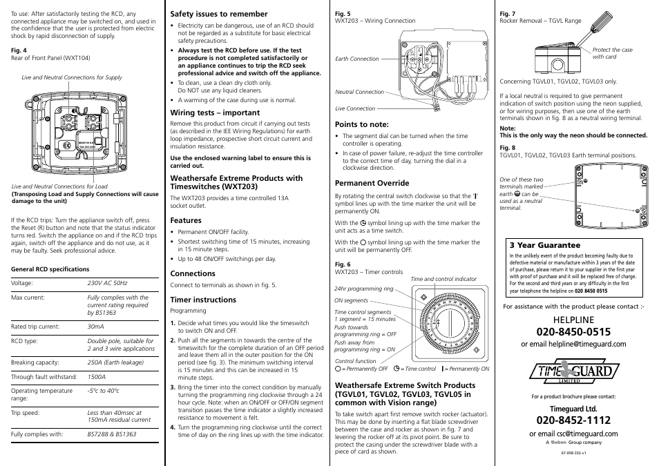 Helpline | Timeguard TGVL05 User Manual | Page 2 / 2