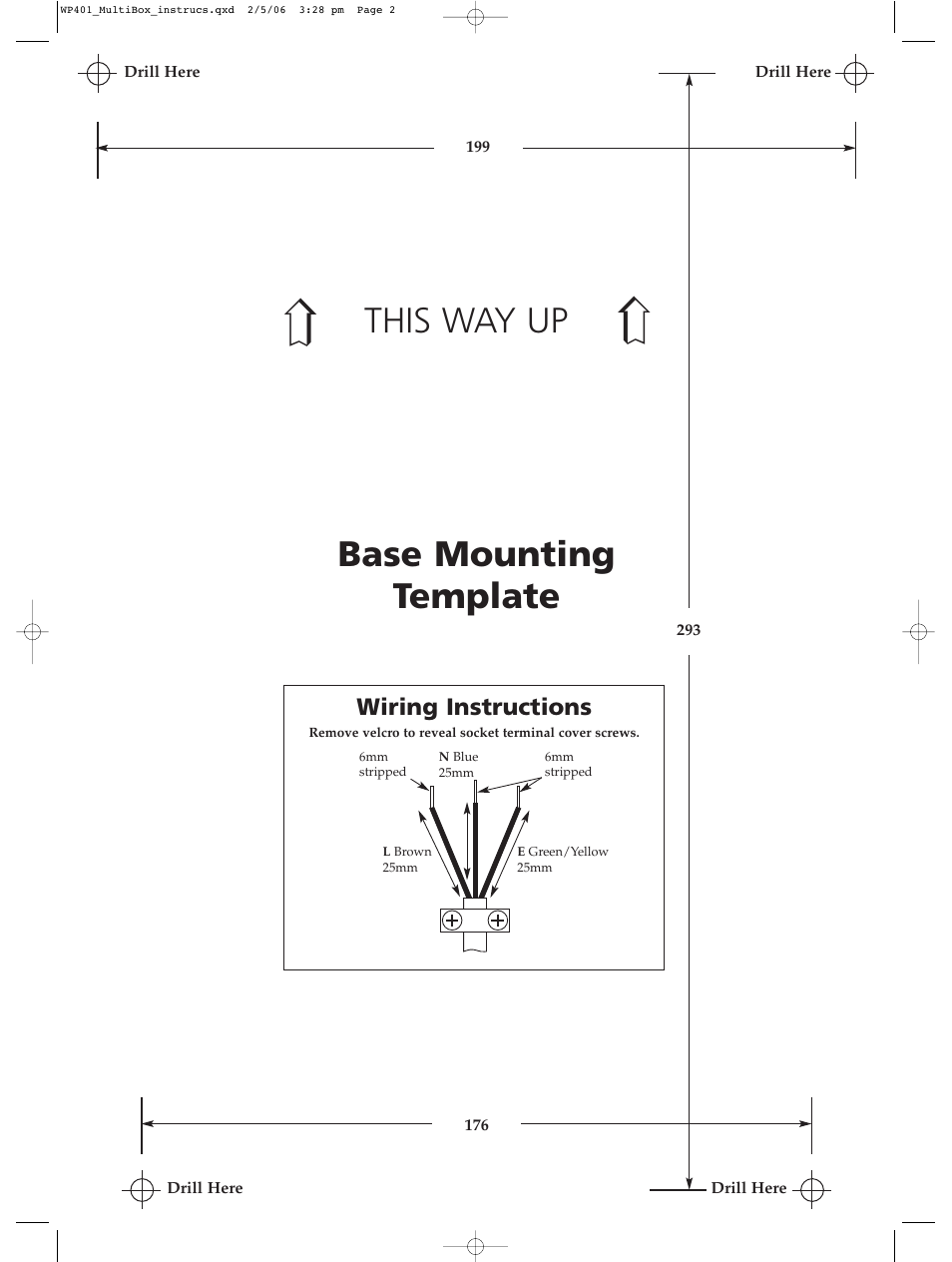 Base mounting template, This way up | Timeguard WP401 User Manual | Page 2 / 2
