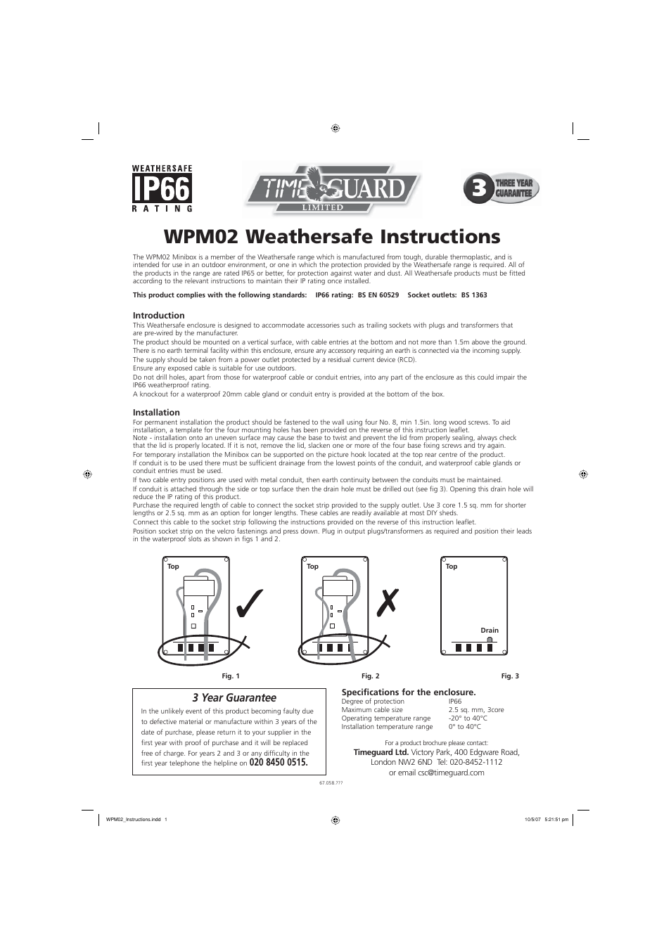 Timeguard WPM02 User Manual | 2 pages