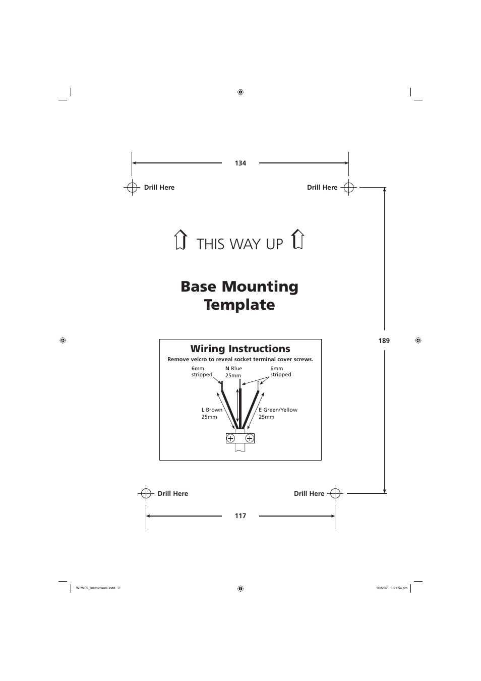 Base mounting template this way up | Timeguard WPM02 User Manual | Page 2 / 2