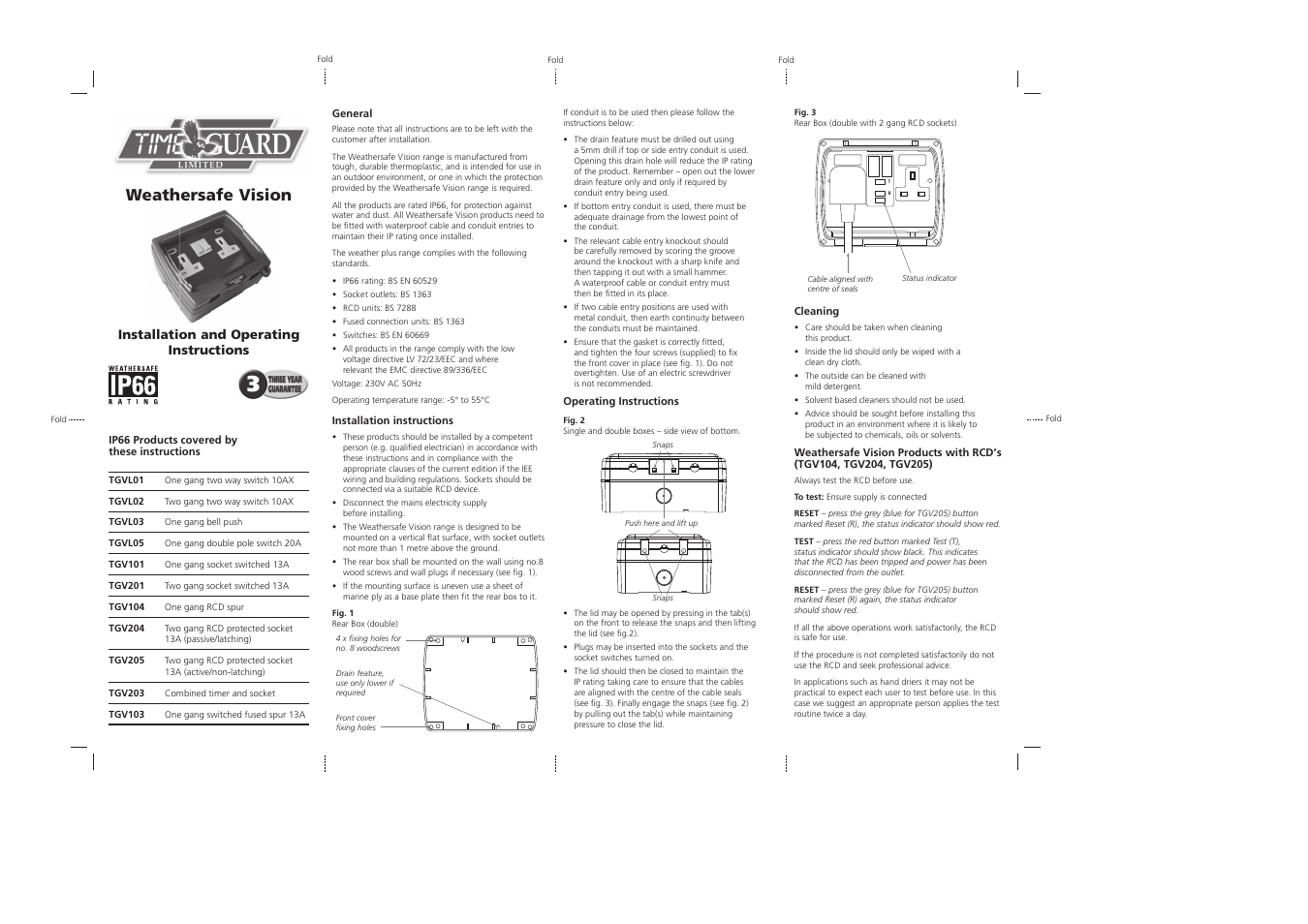 Timeguard TGVL05 User Manual | 2 pages