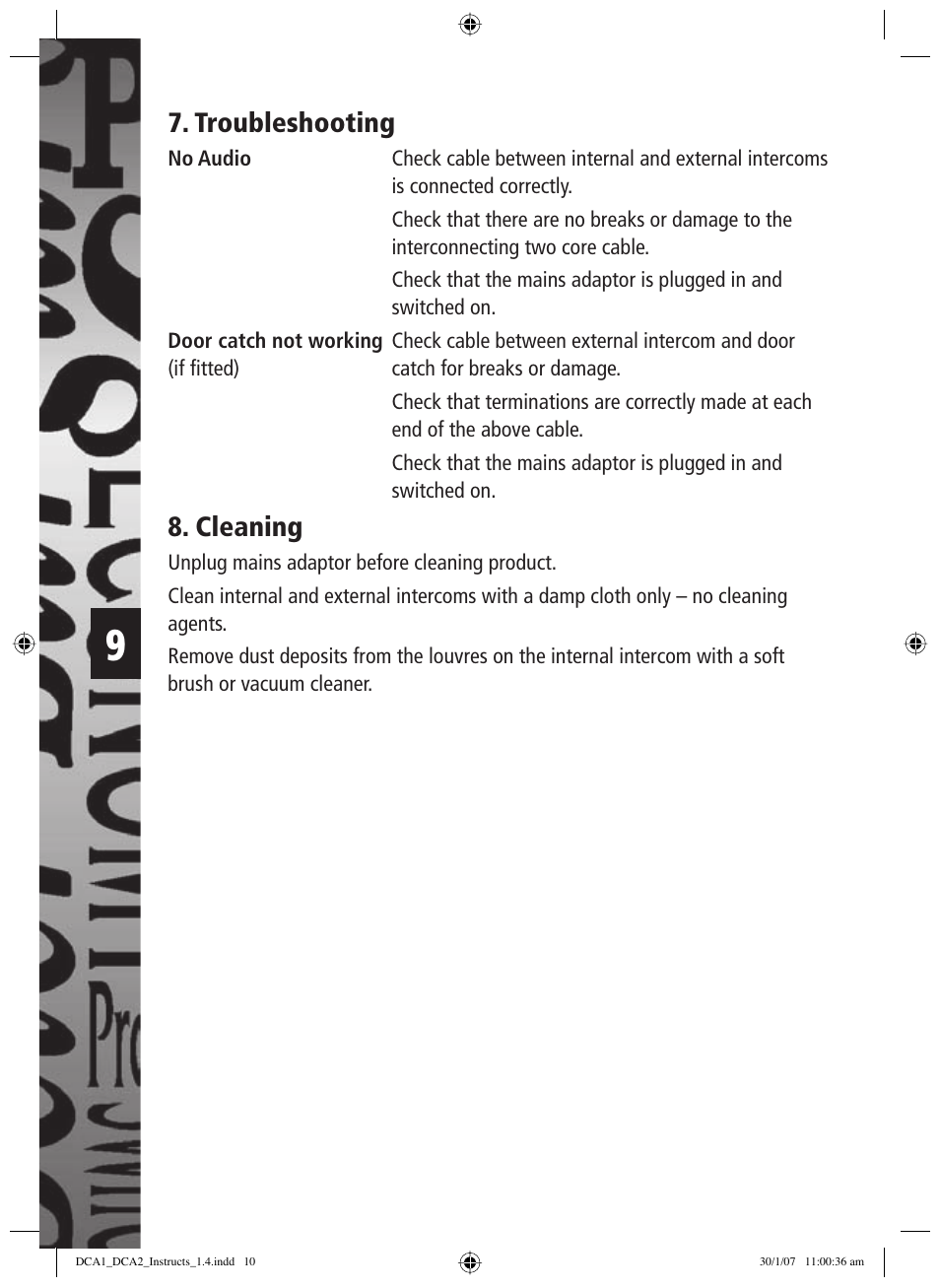 Troubleshooting, Cleaning | Timeguard DCA2 User Manual | Page 10 / 12