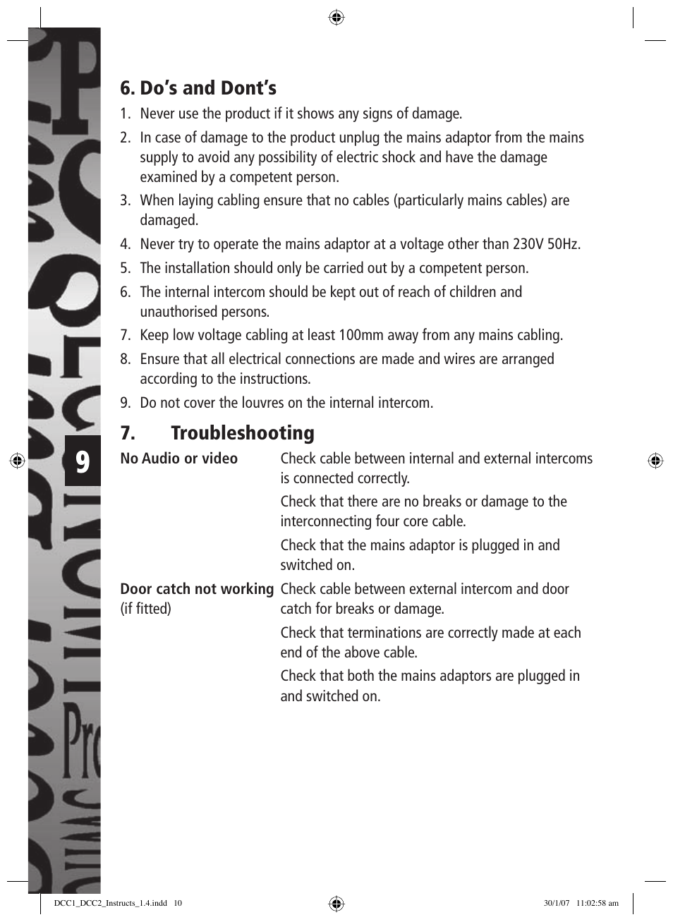 Do’s and dont’s, Troubleshooting | Timeguard DCC2 User Manual | Page 10 / 12