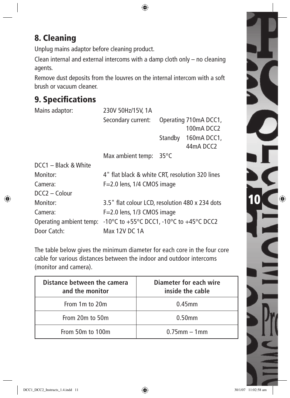 Cleaning, Specifi cations | Timeguard DCC2 User Manual | Page 11 / 12