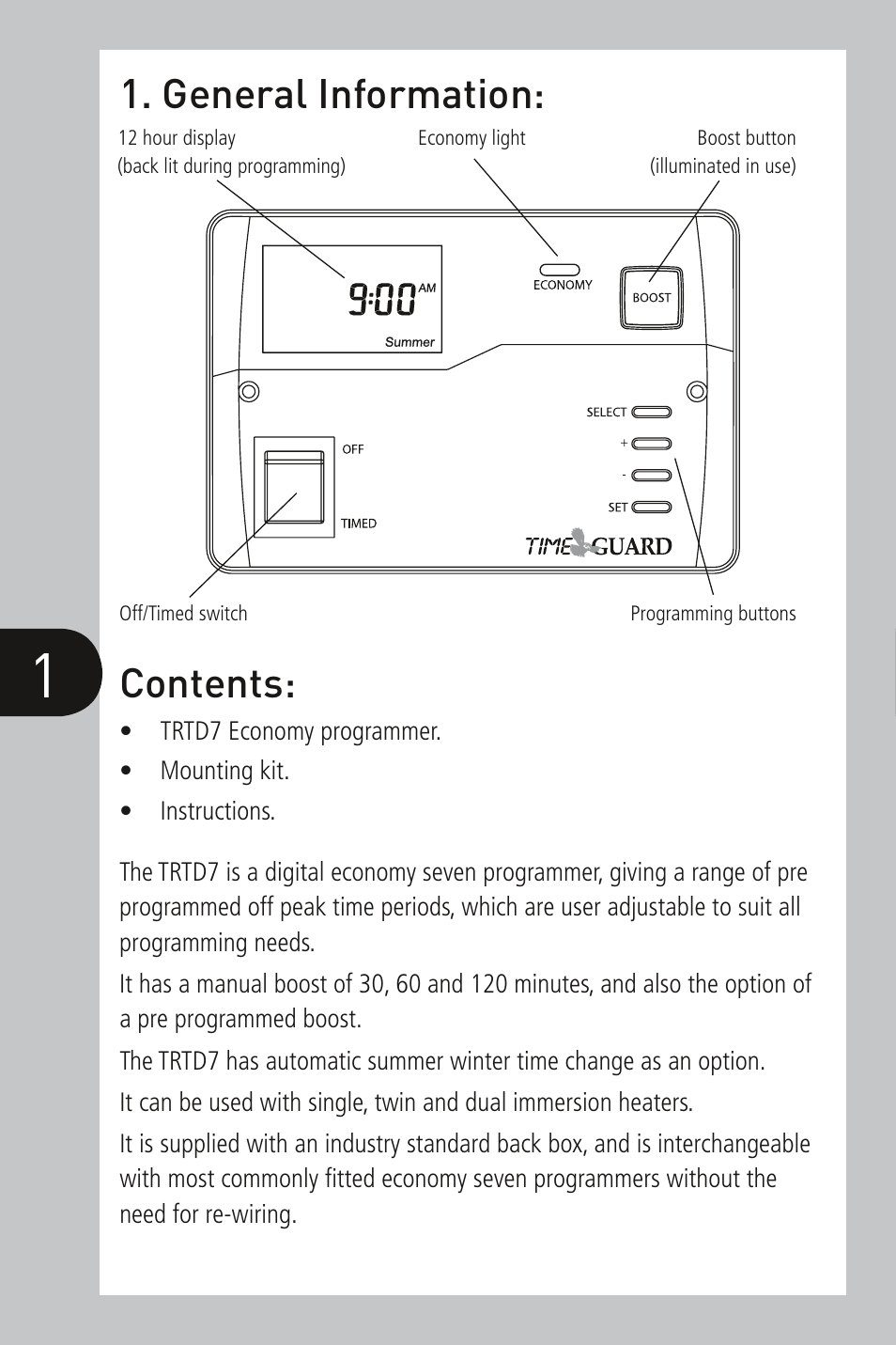 Timeguard TRTD7 User Manual | 8 pages