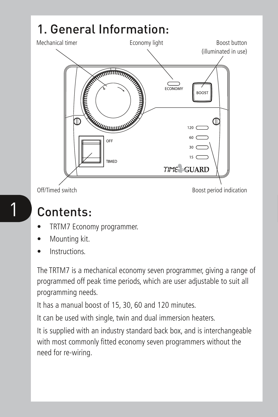 General information: contents | Timeguard TRTM7 User Manual | Page 2 / 6