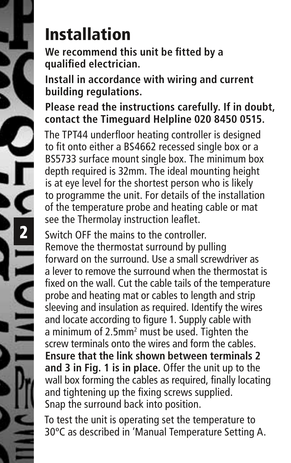 Installation | Timeguard TPT44 User Manual | Page 3 / 12