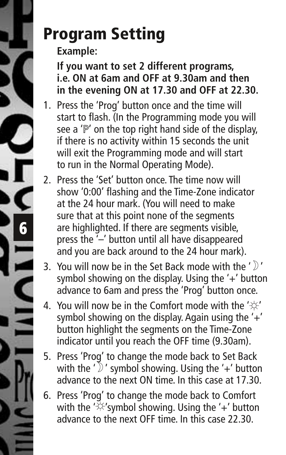 Program setting | Timeguard TPT44 User Manual | Page 7 / 12