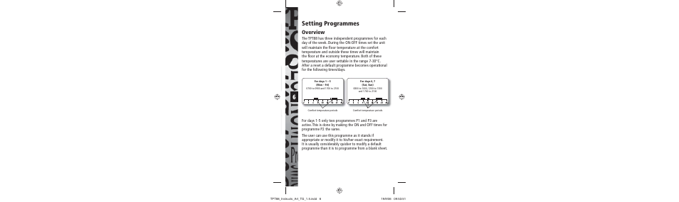 Setting programmes, Overview | Timeguard TPT88 User Manual | Page 7 / 12