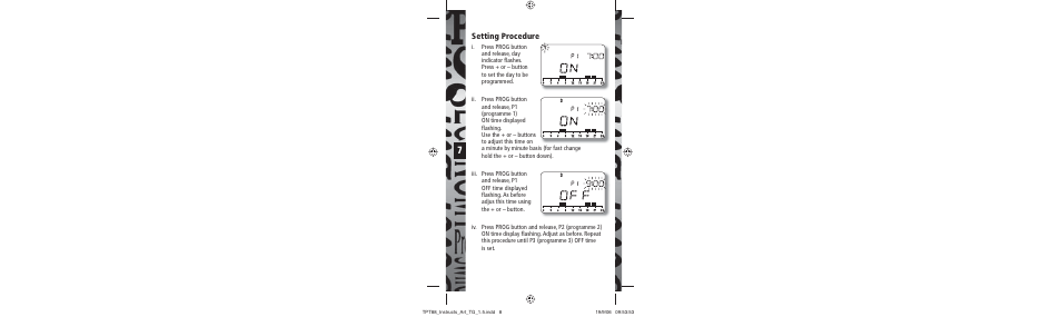 Setting procedure | Timeguard TPT88 User Manual | Page 8 / 12