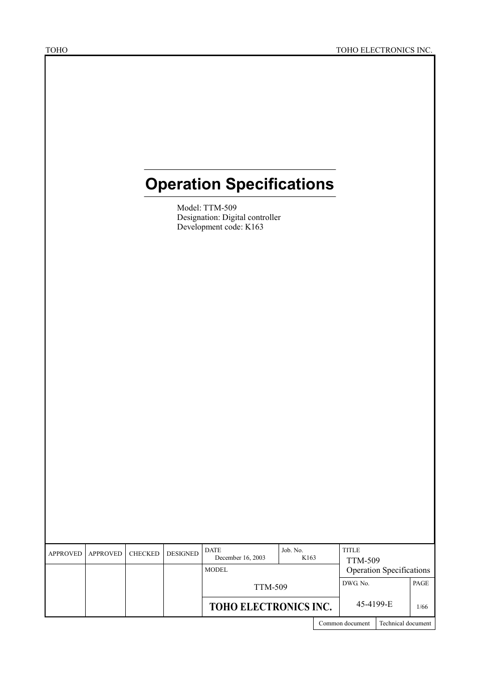 TOHO ELECTRONICS TTM-509 User Manual | 66 pages