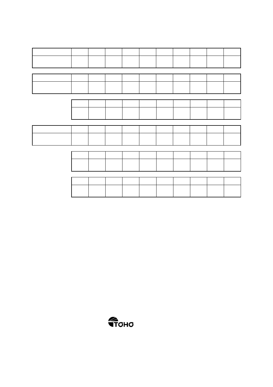 Table of ascii codes | TOHO ELECTRONICS TTM-10L User Manual | Page 19 / 19