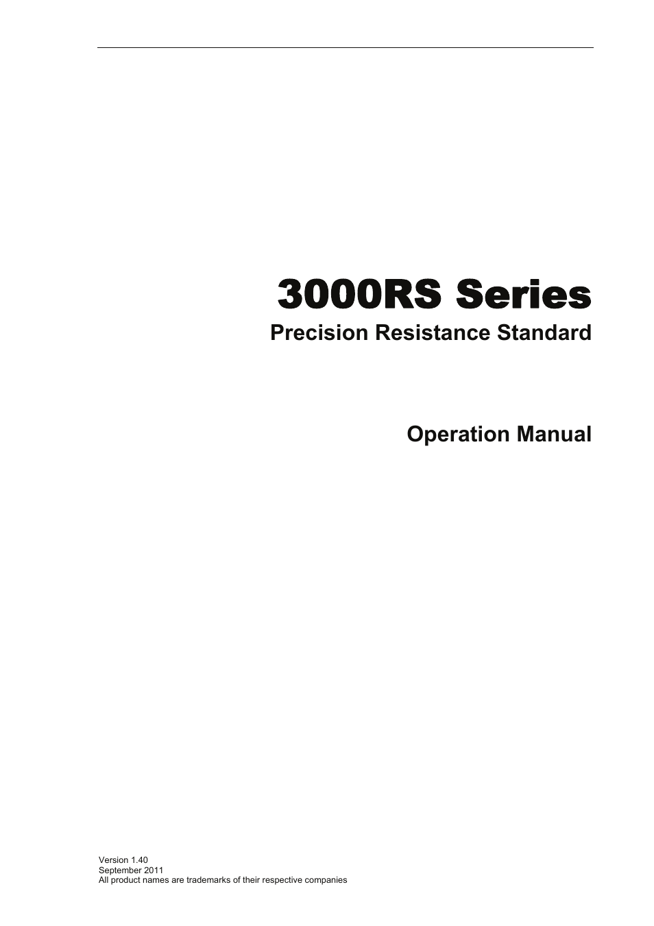 3000rs series, Precision resistance standard operation manual | Transmille 3000RS User Manual | Page 2 / 11