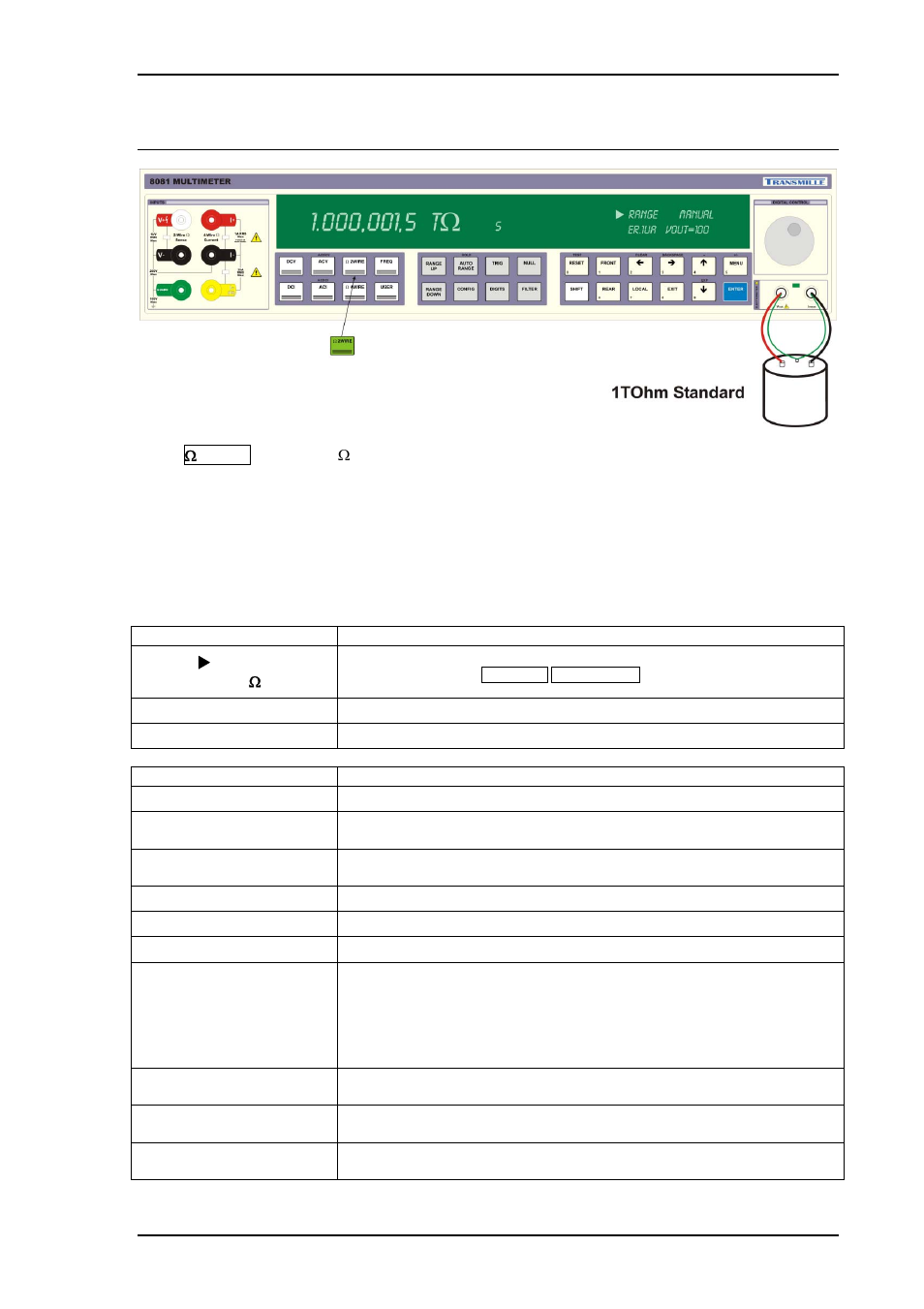 Wire resistance (electrometer mode) (option) | Transmille 8000 Series User Manual | Page 46 / 71