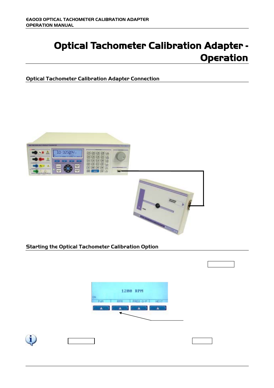 Optical tachometer calibration adapter - operation | Transmille EA003 User Manual | Page 6 / 12