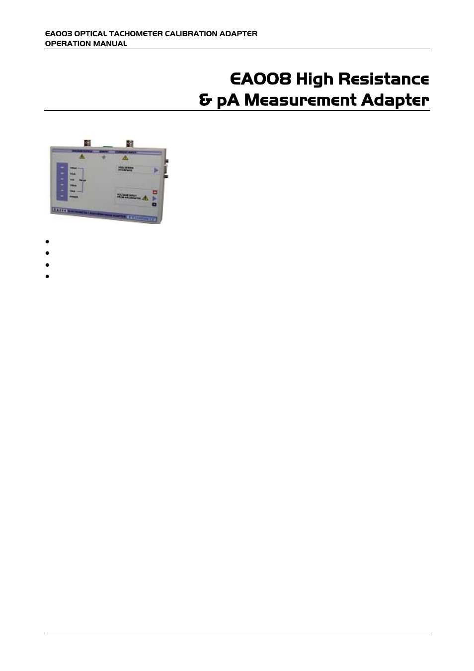 Ea008 high resistance & pa measurement adapter | Transmille EA008 User Manual | Page 4 / 11