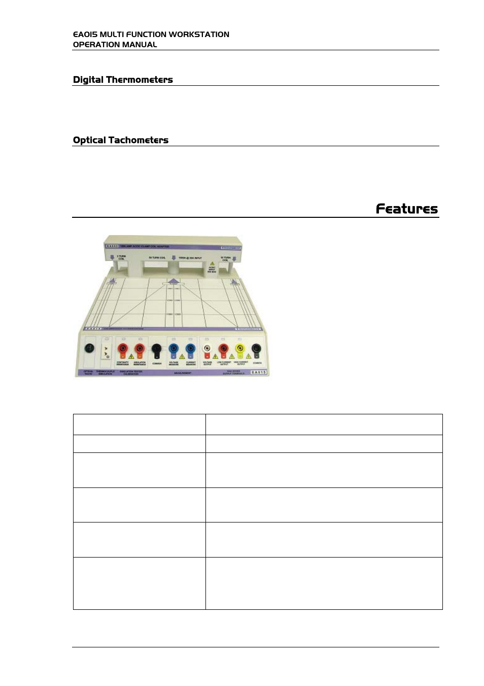 Features | Transmille EA015 User Manual | Page 7 / 19
