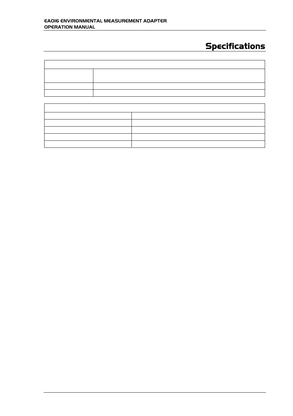 Specifications | Transmille EA016 User Manual | Page 11 / 12