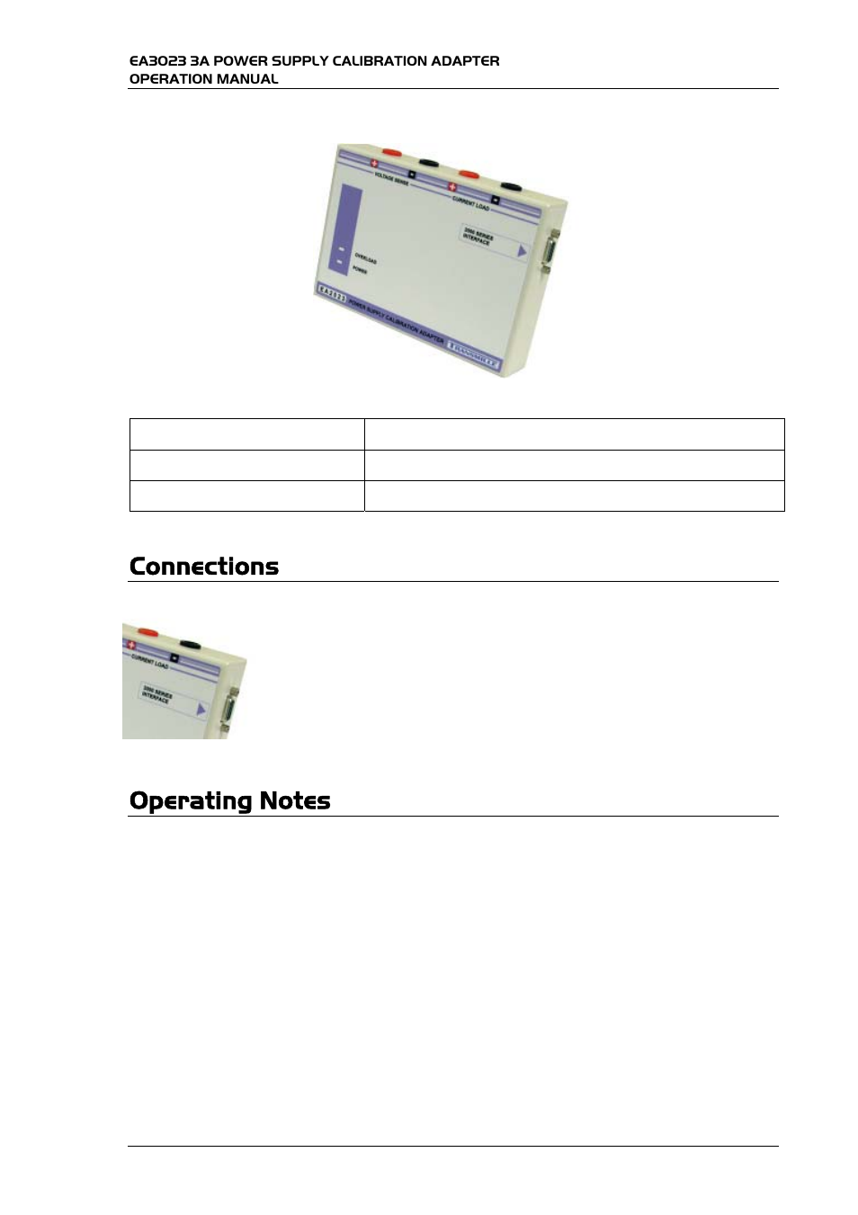 Connections | Transmille EA3023 User Manual | Page 7 / 14