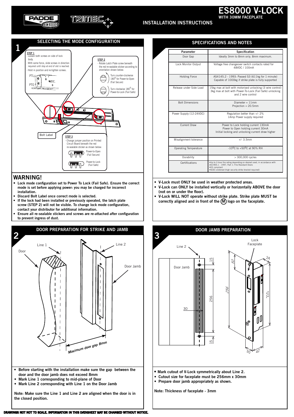 Trimec ES8000 V-Lock User Manual | 2 pages