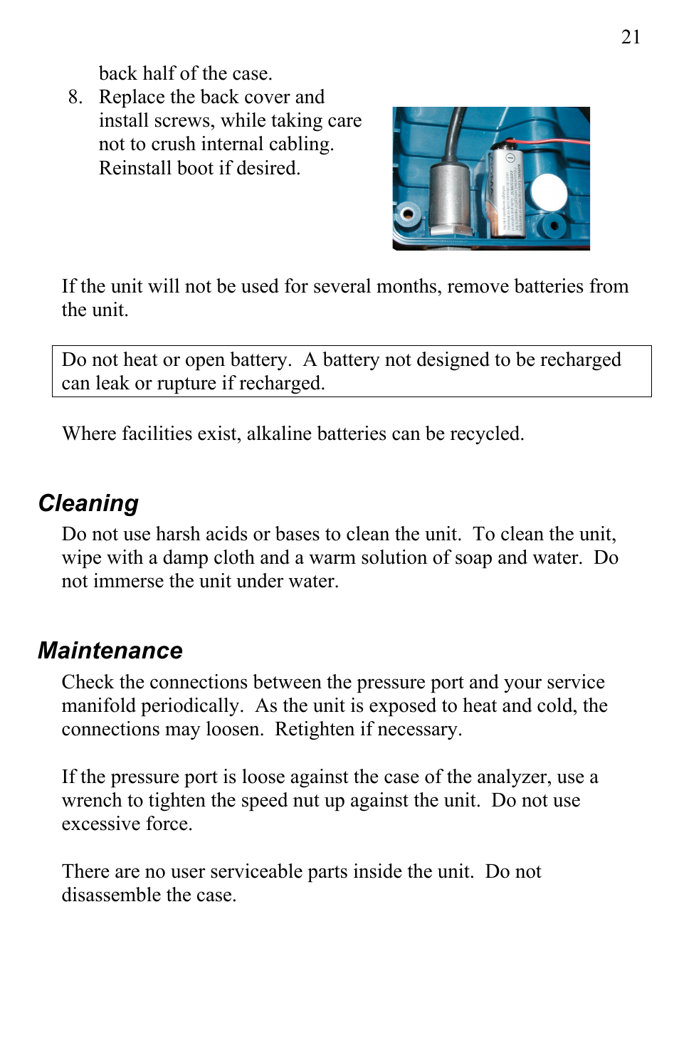 Cleaning, Maintenance | UEi Test Instruments AK900SC User Manual | Page 21 / 31