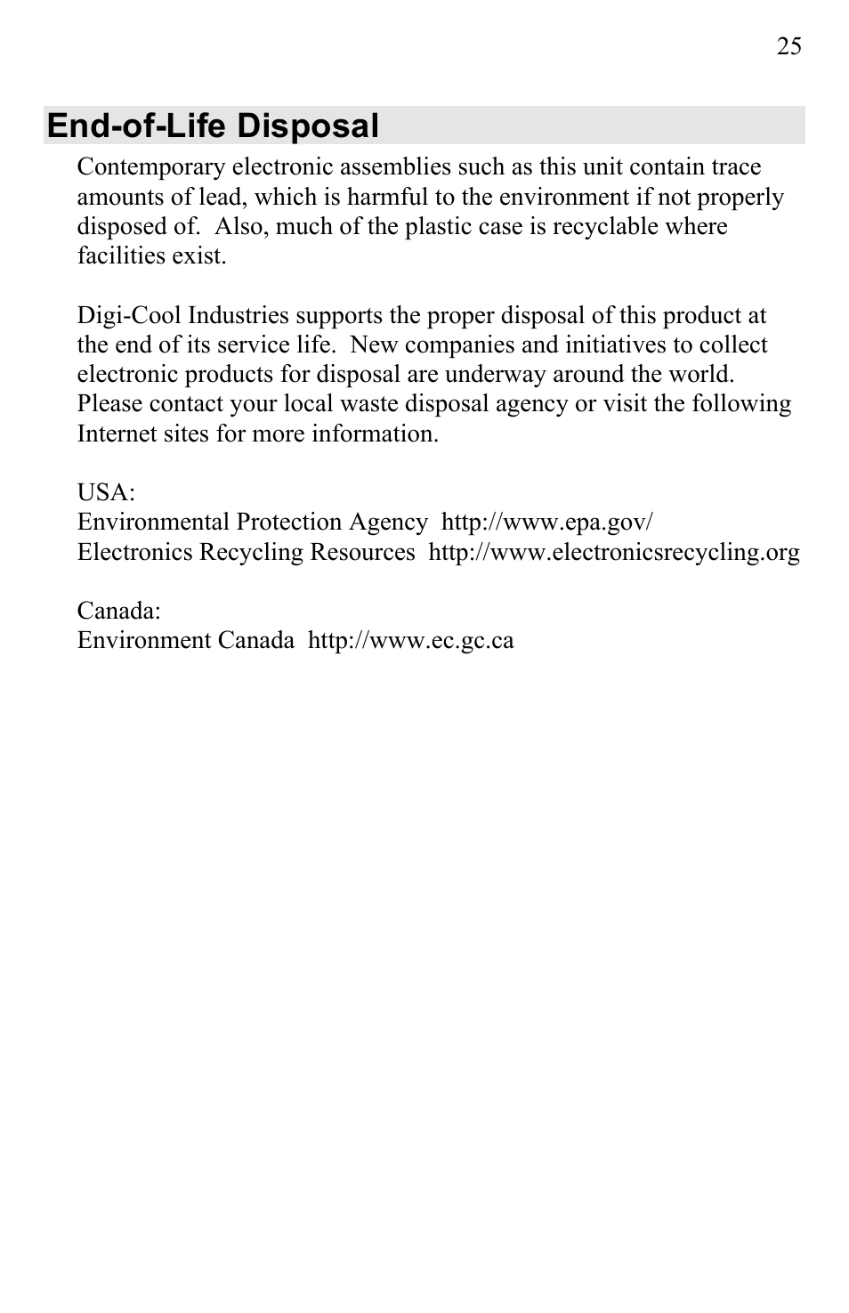 End-of-life disposal | UEi Test Instruments AK900SC User Manual | Page 25 / 31