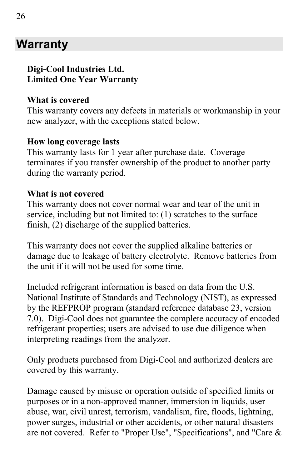 Warranty | UEi Test Instruments AK900SC User Manual | Page 26 / 31