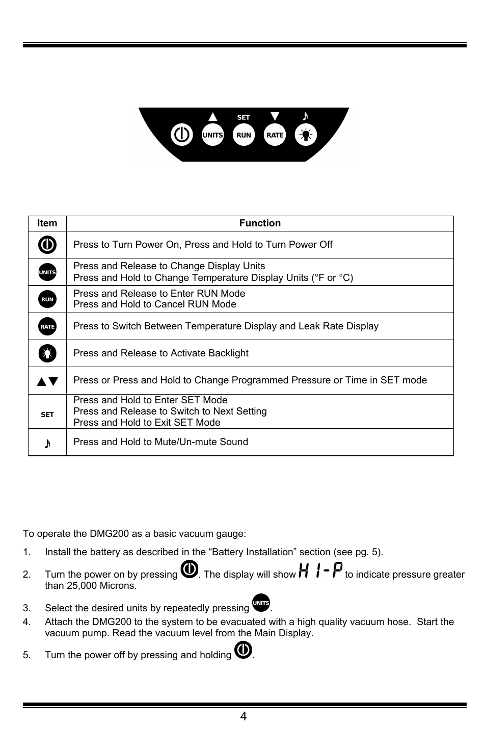 Keypad quick start, Maintenance, Cleaning the vacuum sensor | UEi Test Instruments DMG200 User Manual | Page 4 / 12