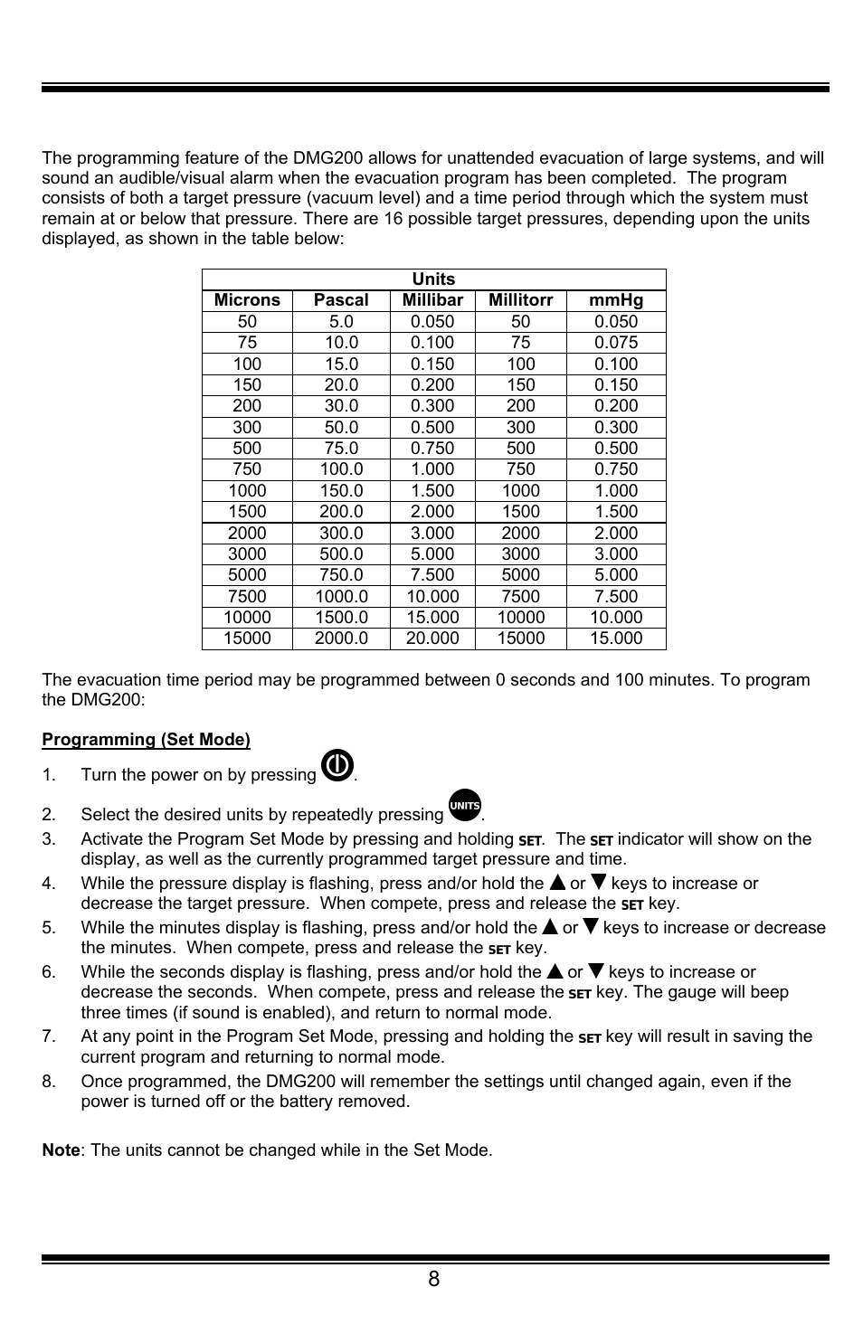 Programming, Battery installation & replacement, Battery level indicator | Hi-pressure indication, Sleep mode, Auto power-off, Oil sensor | UEi Test Instruments DMG200 User Manual | Page 8 / 12