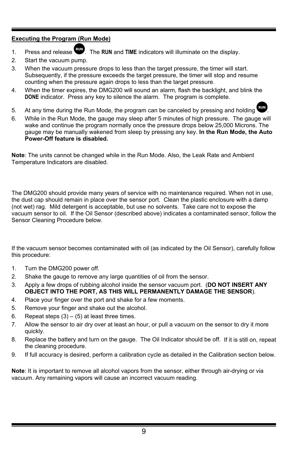 Keypad quick start, Maintenance, Cleaning the vacuum sensor | UEi Test Instruments DMG200 User Manual | Page 9 / 12