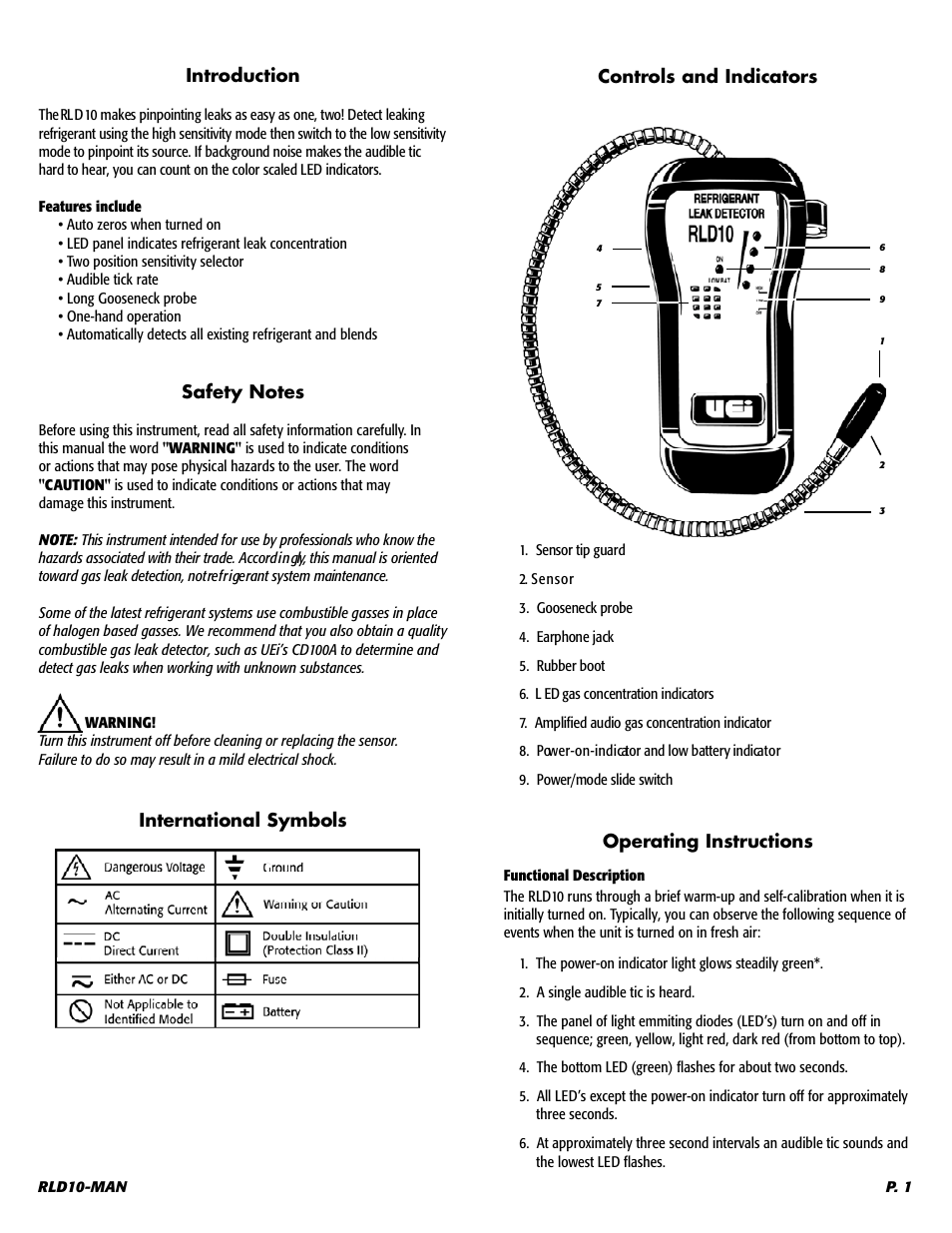 Introduction, Operating instructions | UEi Test Instruments RLD10` User Manual | Page 2 / 6
