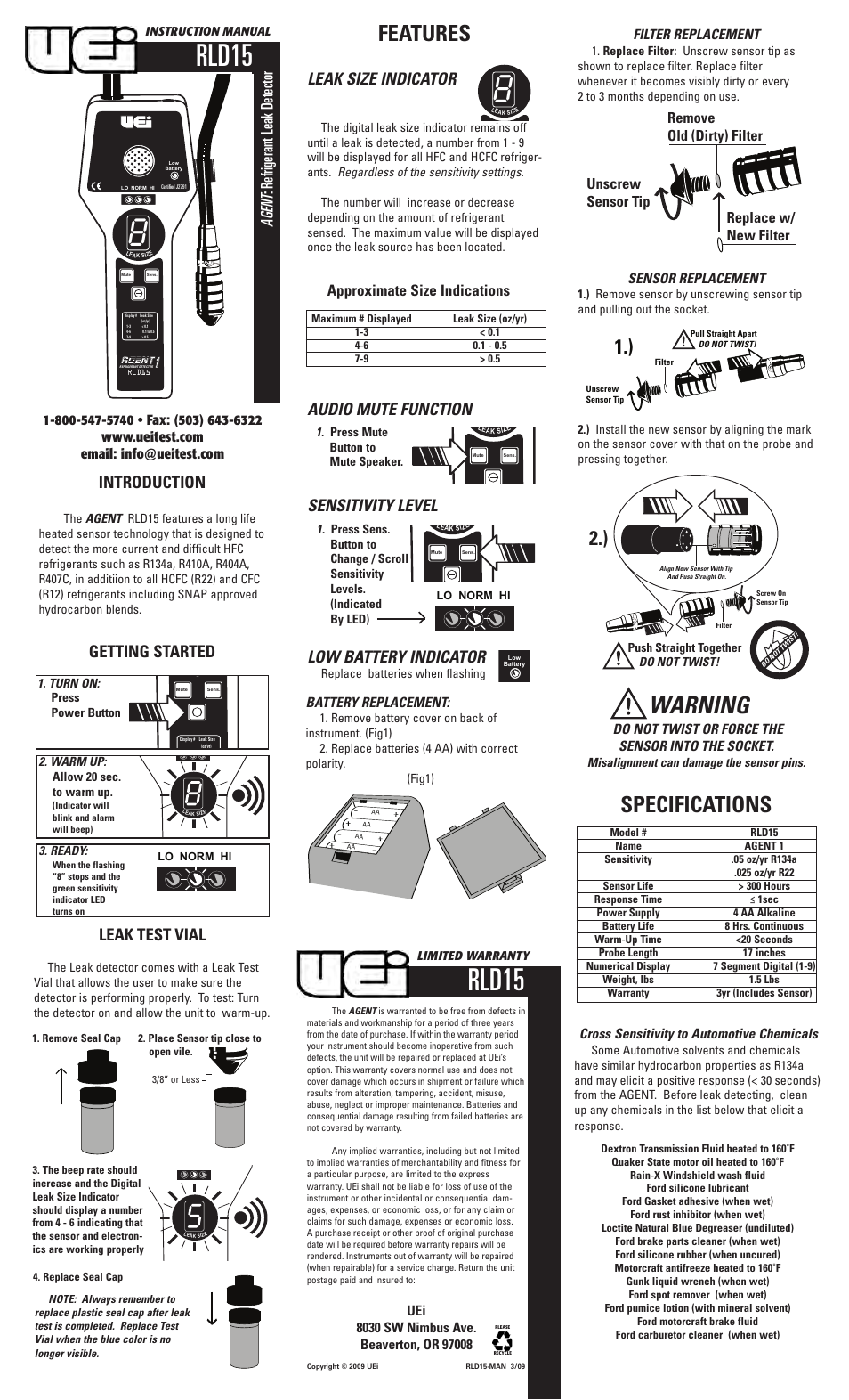 UEi Test Instruments RLD15 User Manual | 1 page