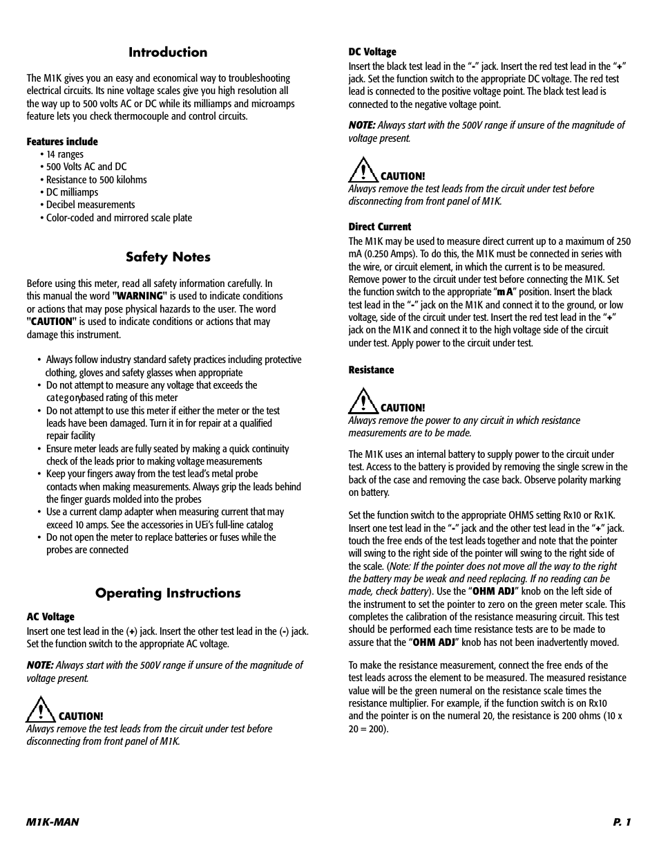 UEi Test Instruments M1K User Manual | Page 2 / 4