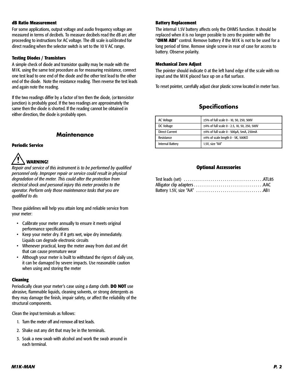 UEi Test Instruments M1K User Manual | Page 3 / 4