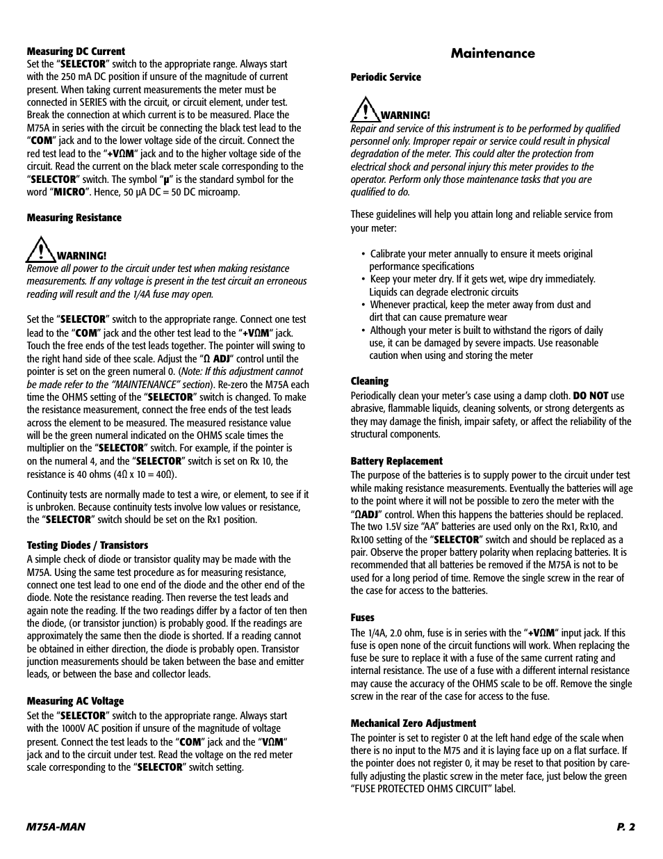 UEi Test Instruments M75A User Manual | Page 3 / 5