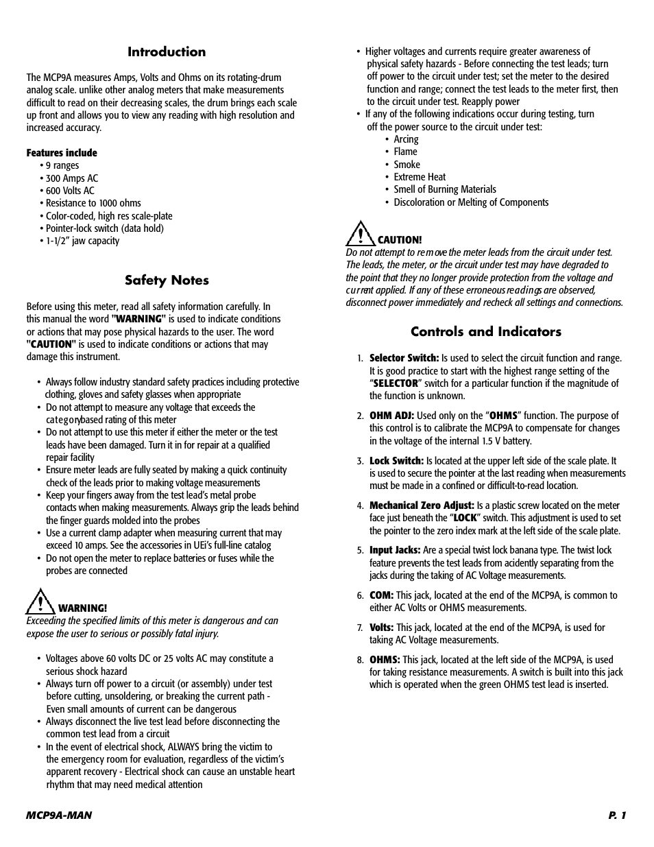 UEi Test Instruments MCP9A User Manual | Page 2 / 5