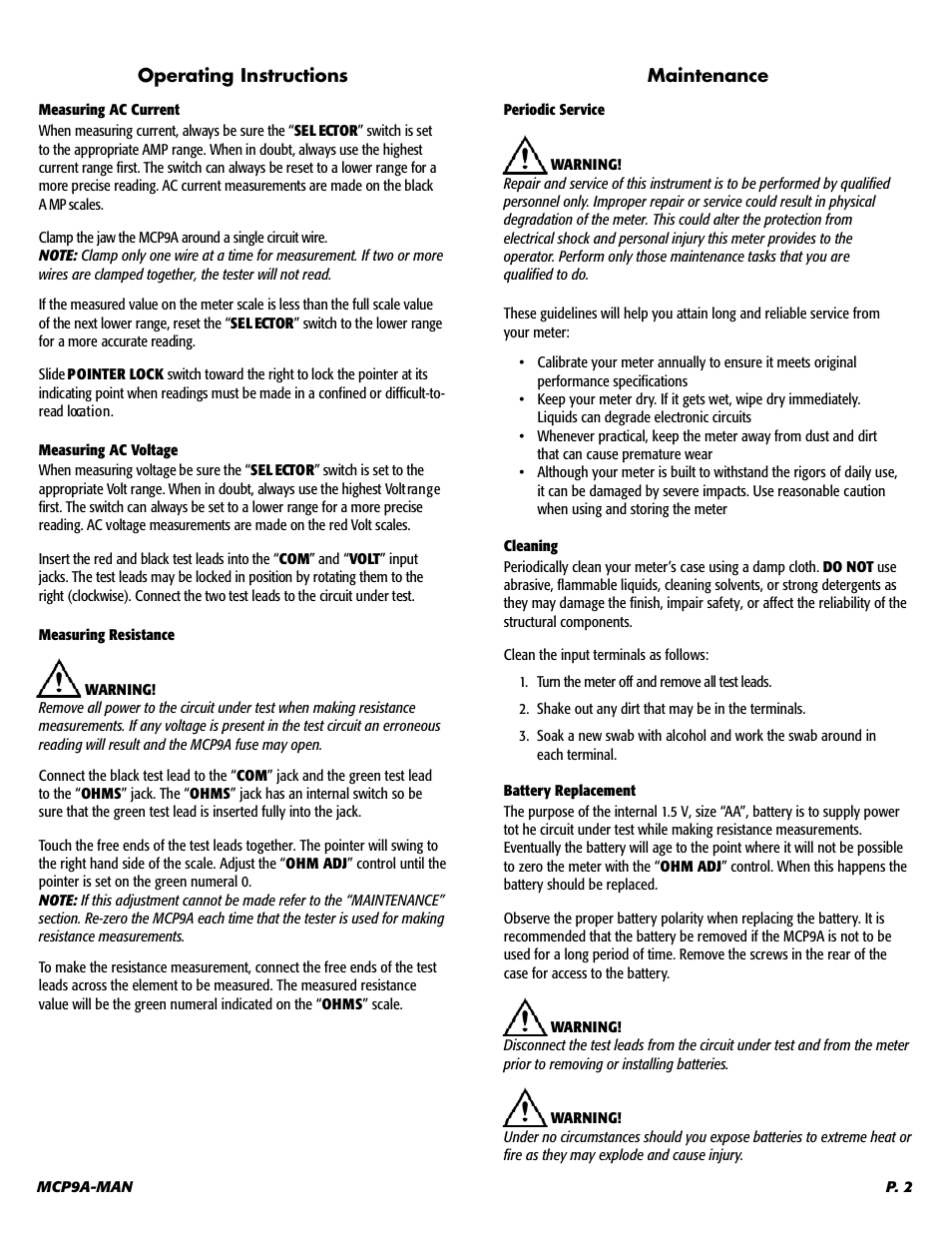 UEi Test Instruments MCP9A User Manual | Page 3 / 5