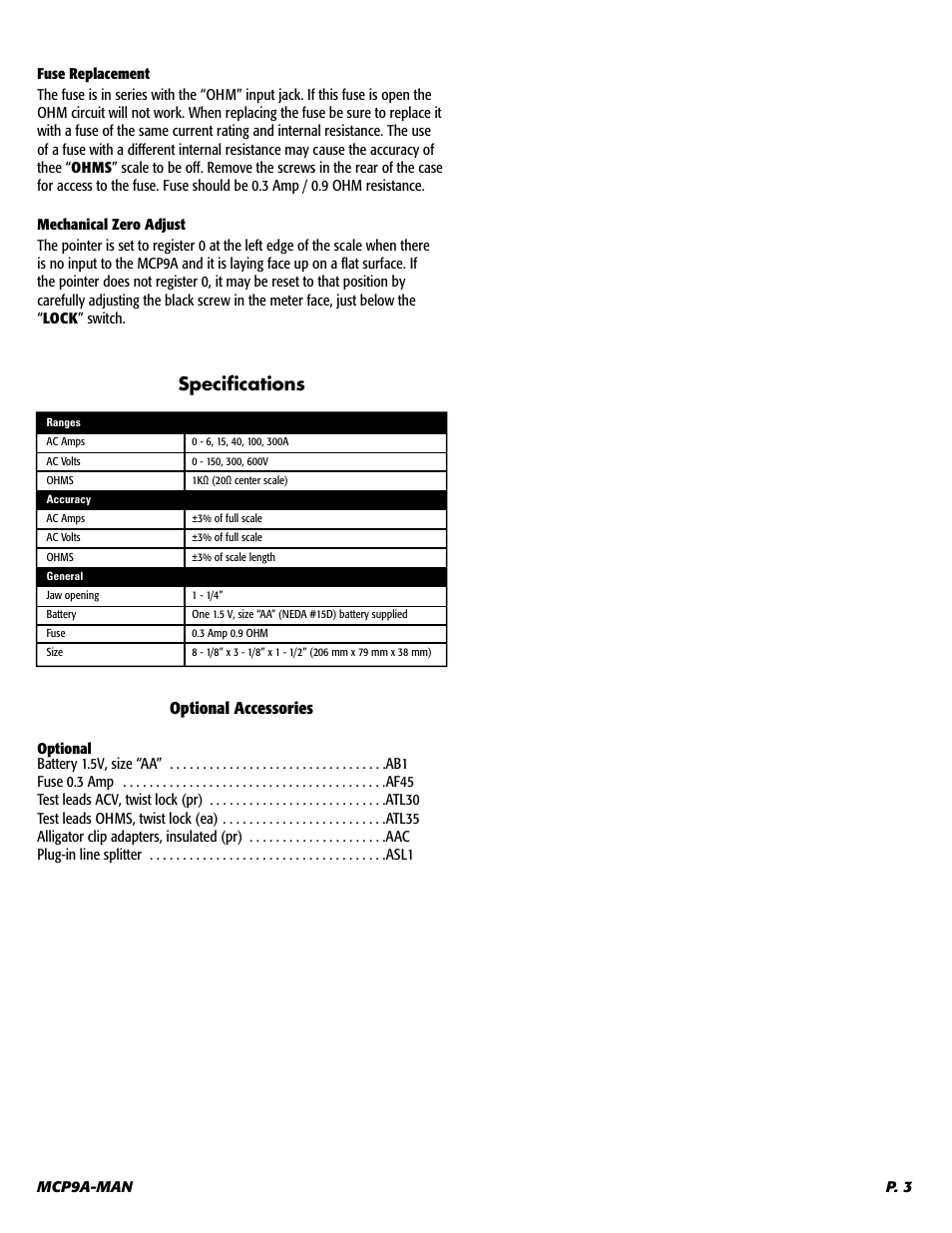 Optional accessories | UEi Test Instruments MCP9A User Manual | Page 4 / 5