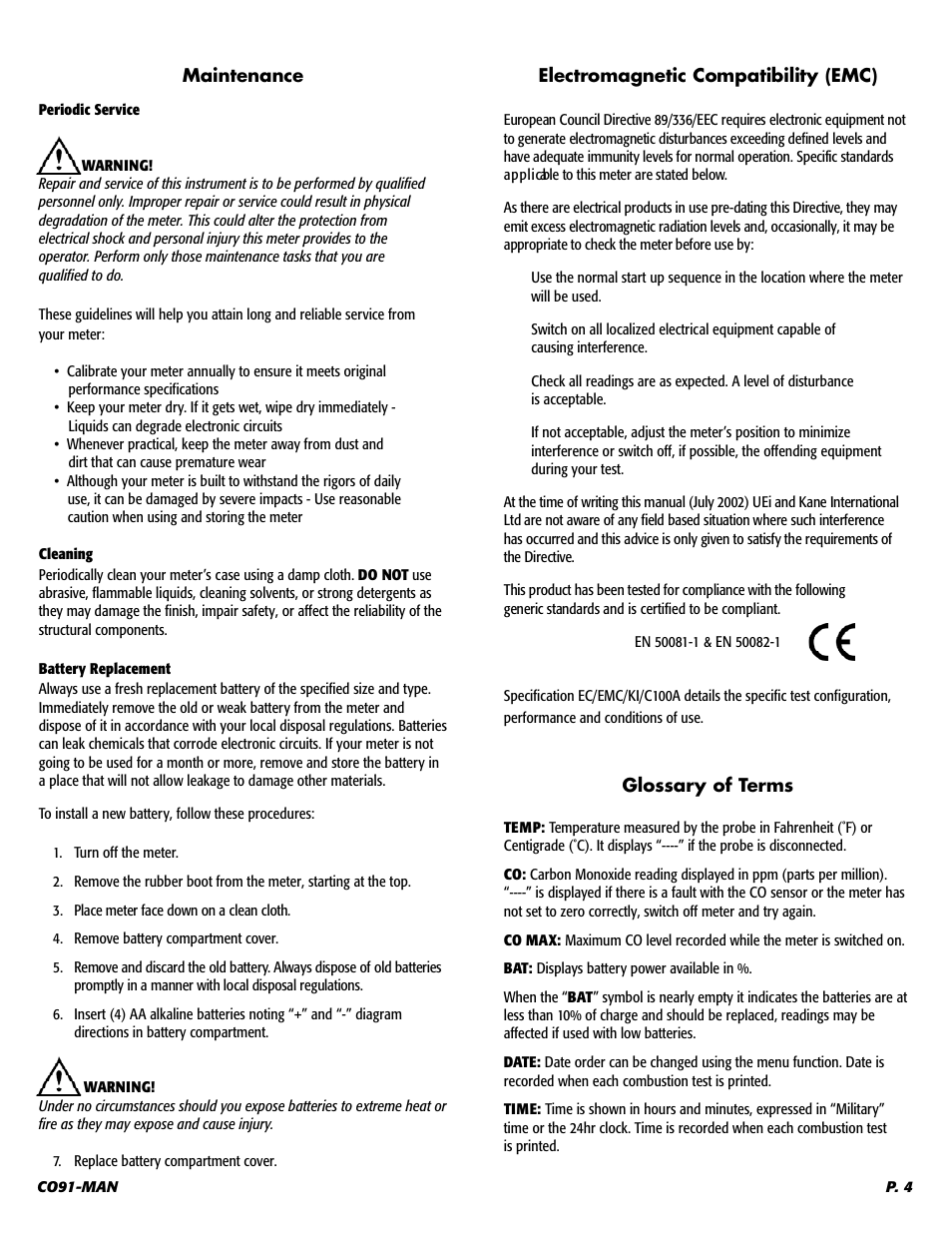 UEi Test Instruments CO91KIT User Manual | Page 5 / 6