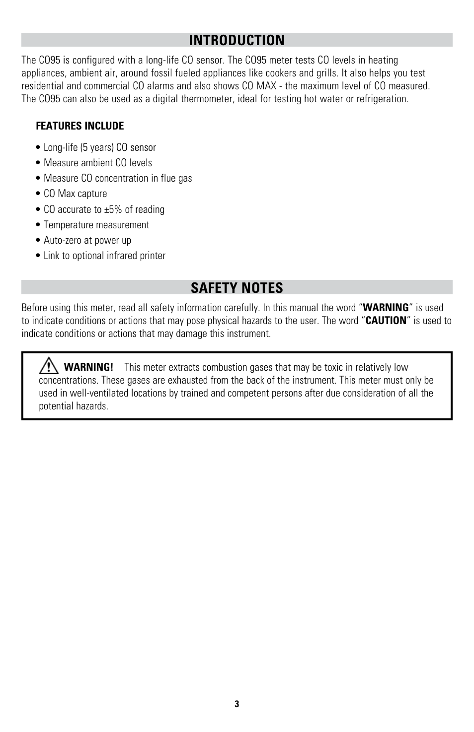 Introduction | UEi Test Instruments CO95 User Manual | Page 3 / 12