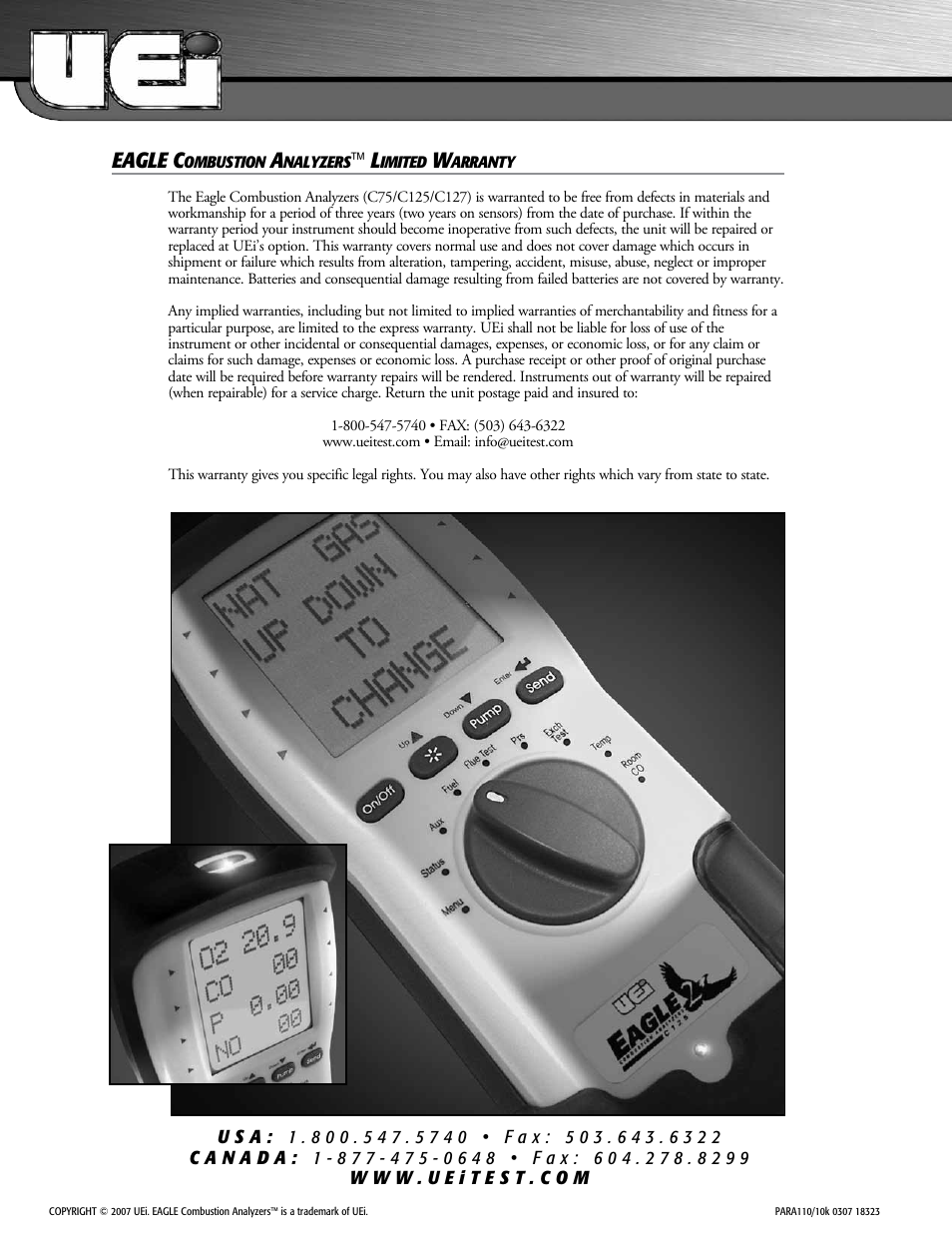 Eagle c | UEi Test Instruments C127OILKIT User Manual | Page 20 / 20