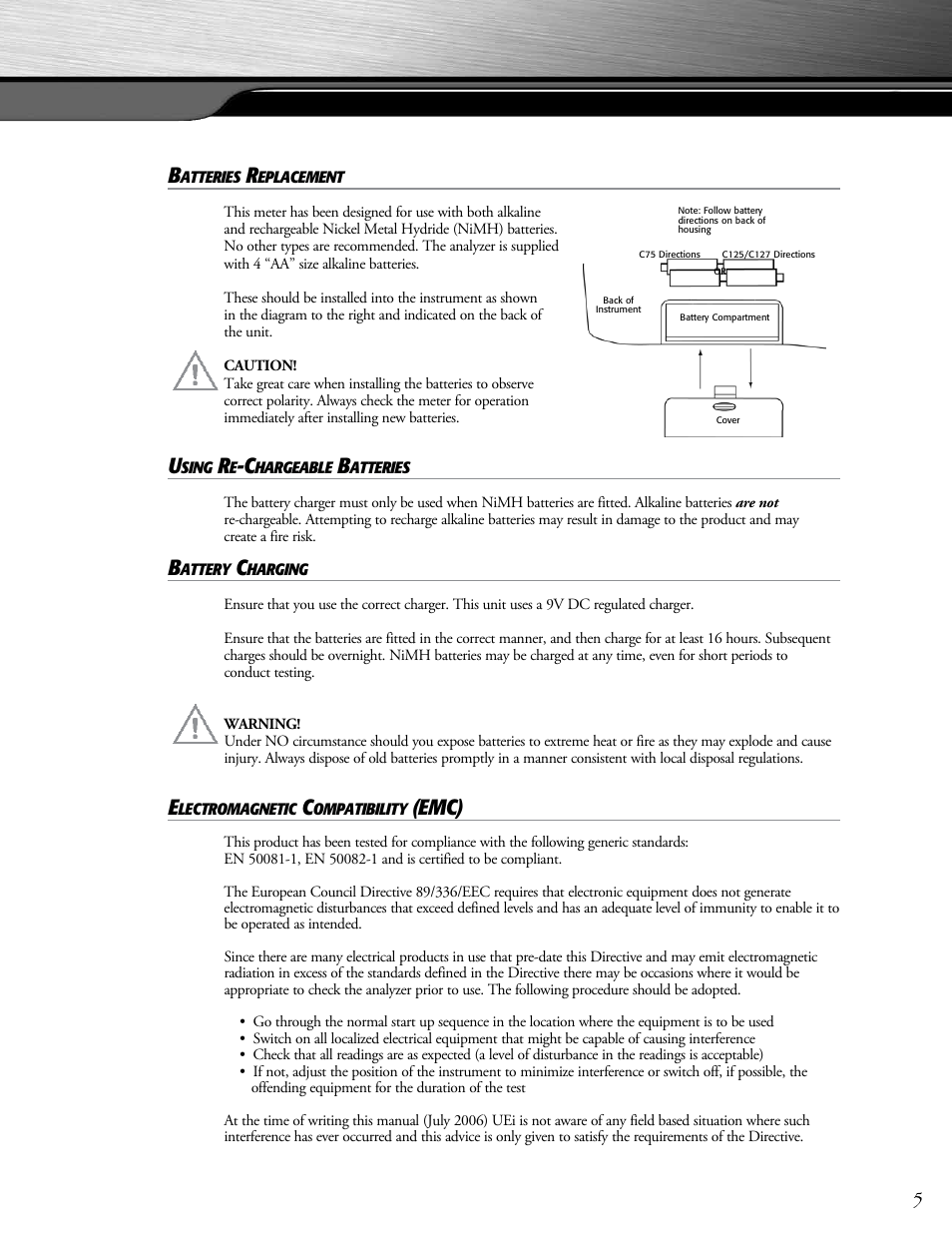 Emc) | UEi Test Instruments C127OILKIT User Manual | Page 5 / 20