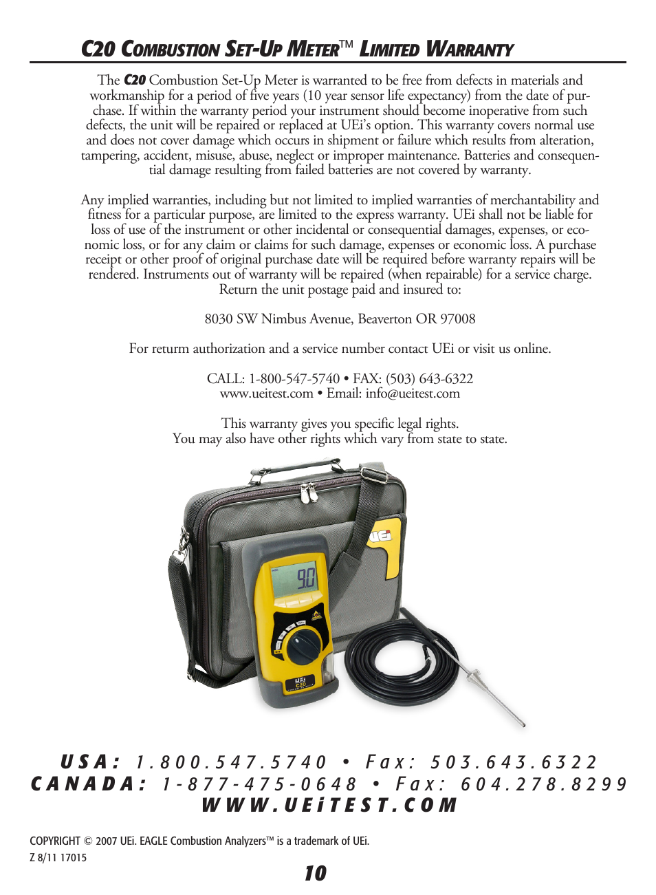 10 c20 c | UEi Test Instruments C20KIT User Manual | Page 12 / 12