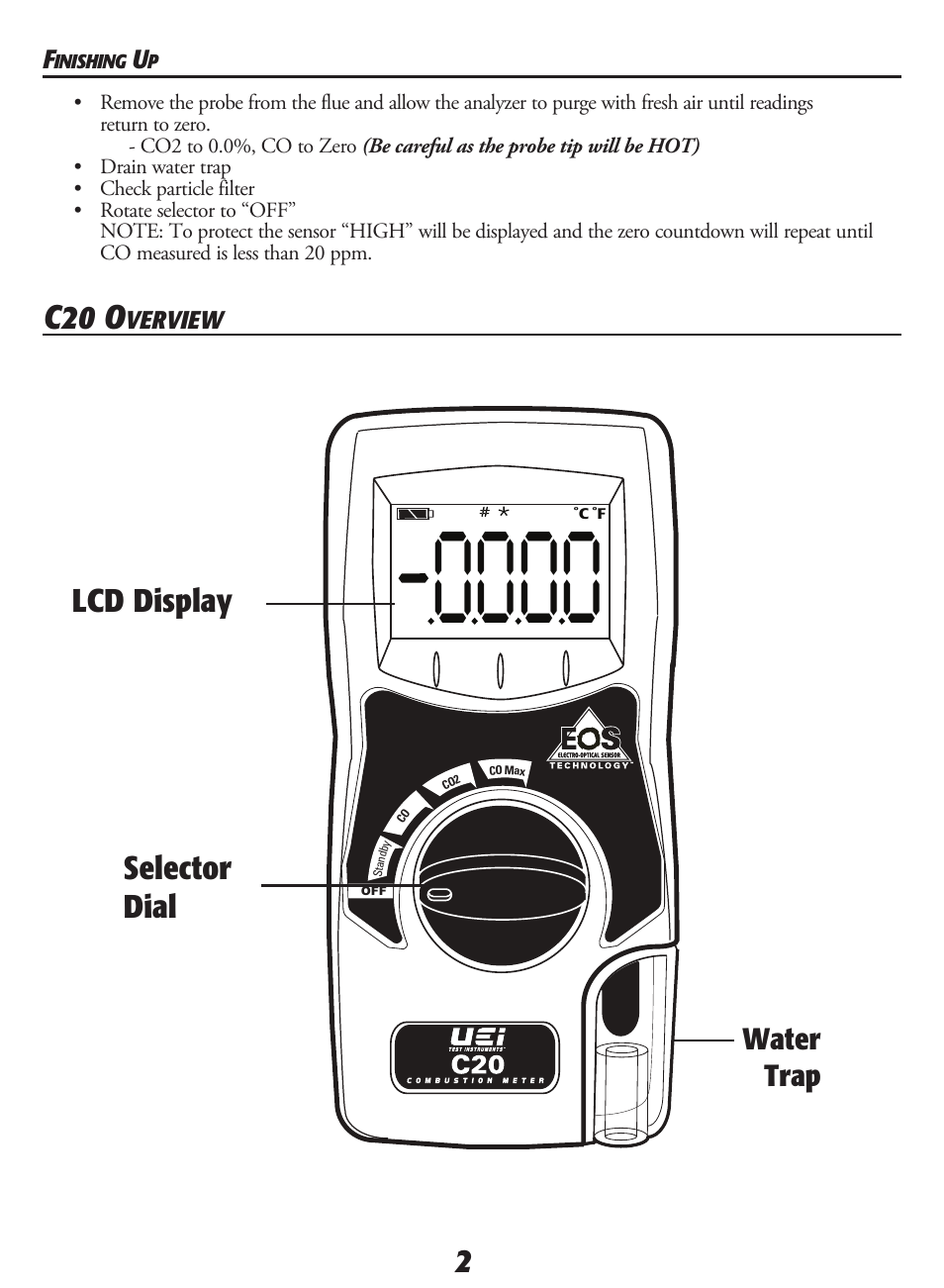 C20 o, Lcd display selector dial, Water trap | UEi Test Instruments C20KIT User Manual | Page 4 / 12