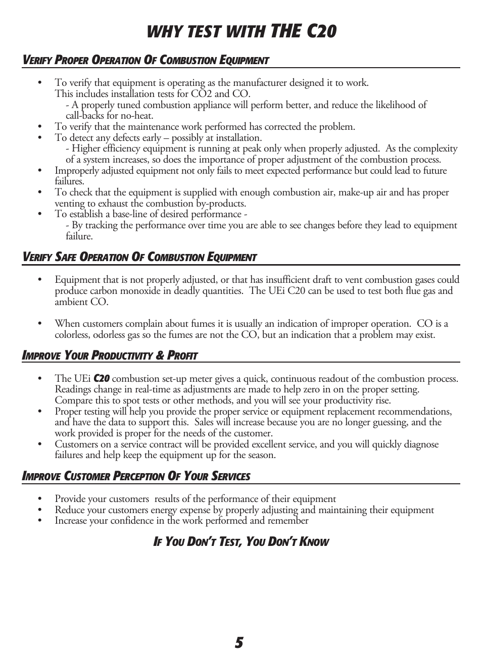 The c20, Why test with | UEi Test Instruments C20KIT User Manual | Page 7 / 12