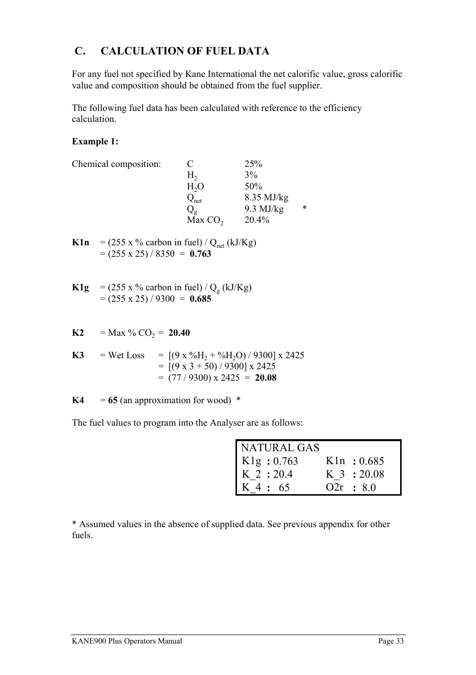 C. calculation of fuel data | UEi Test Instruments KM900PLUS User Manual | Page 34 / 39